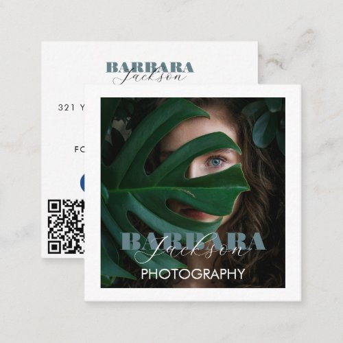Rustic photographer photo white paper texture  square business card