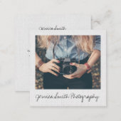 Rustic photographer photo white paper texture square business card (Front/Back)