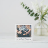 Rustic photographer photo white paper texture square business card (Standing Front)