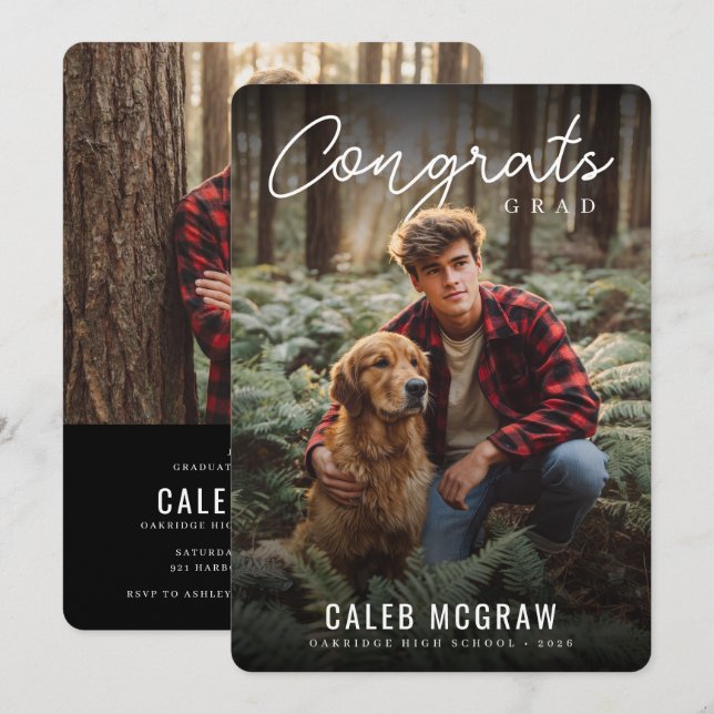 Rustic PhotoPop Graduation Announcement (Front/Back)