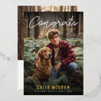 Rustic PhotoPop Graduation Foil Invitation