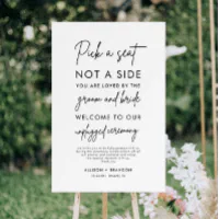 Calligraphy Wedding Sign pick a Seat Not a Side -   Wedding  calligraphy signs, Wedding signs, Pick a seat