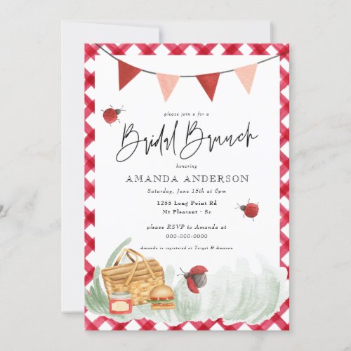Rustic Picnic Backyard BBQ Bridal Brunch  Invitation