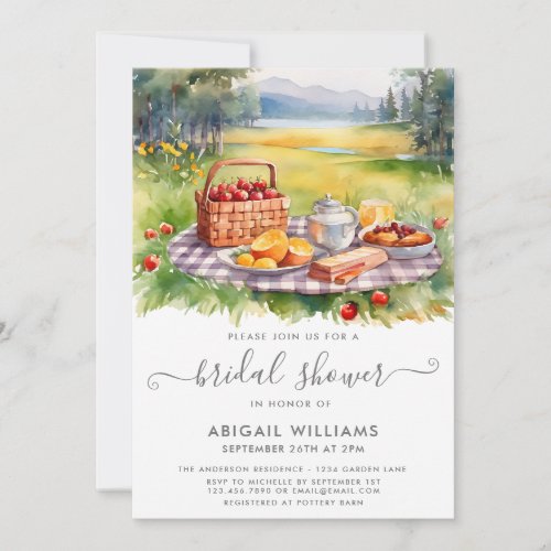 Rustic Picnic Park Forest Meadow Bridal Shower Invitation