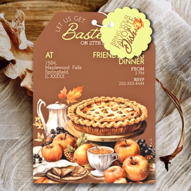 Rustic Pie Cozy Friendsgiving Dinner Invitation (Creator Uploaded)