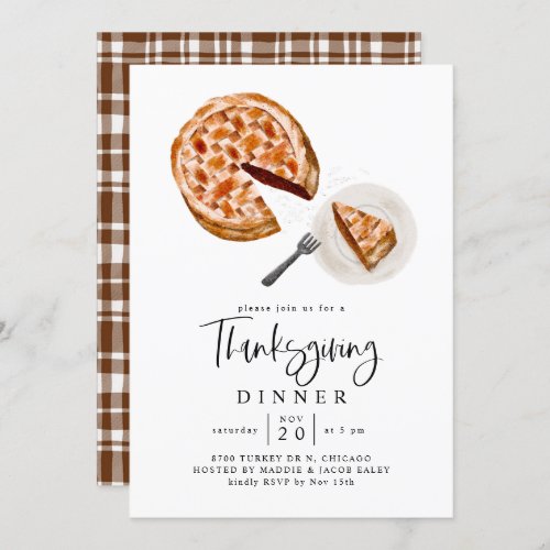 Rustic Pie Thanksgiving Dinner Party Invitation