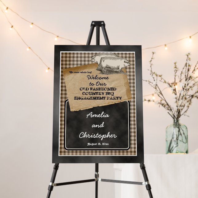 Rustic Pig Roast Backyard BBQ Engagement Party  Foam Board (In Situ (Stand))