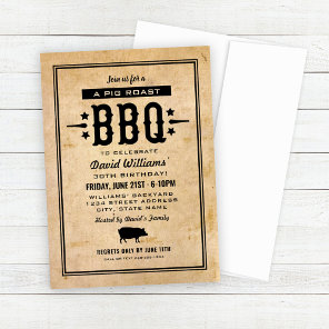Rustic Pig Roast BBQ Birthday Party Invitation