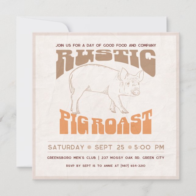 Rustic Pig Roast Invitation (Front)