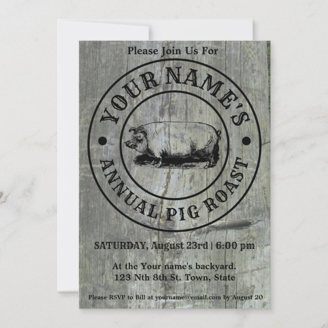 Rustic Pig Roast Invitation Template (Front)