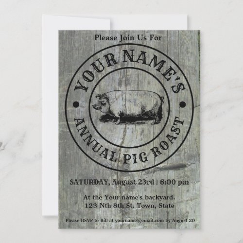 Rustic Pig Roast Invitation Template