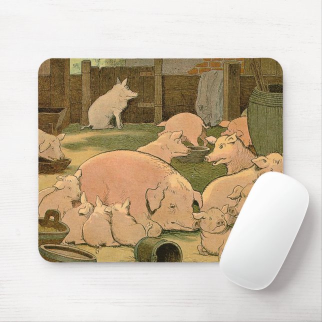 Rustic Pigs and Piglets on the Farm Mouse Pad (With Mouse)