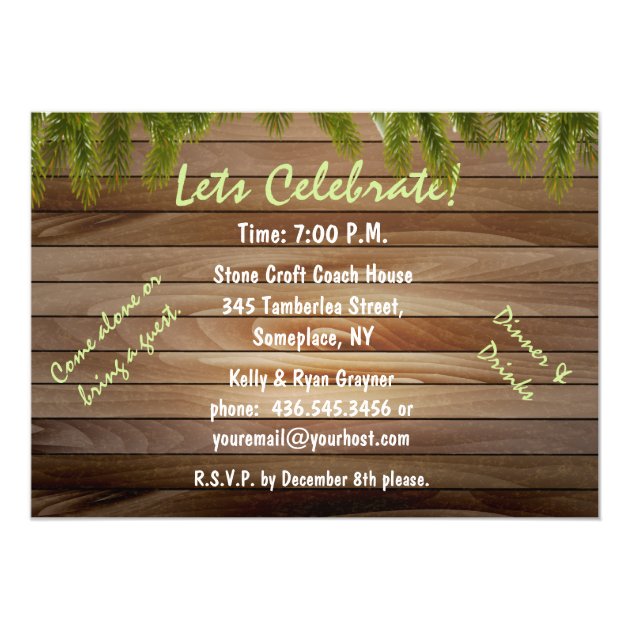 Rustic Pine And Barn Board Christmas Party Invitation