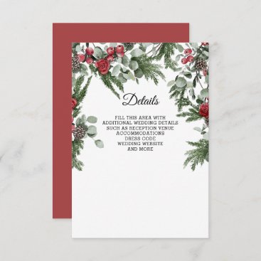 Rustic Pine Berries Winter Christmas Wedding Enclosure Card