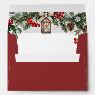 Rustic Pine Berries Winter Christmas Wedding Envelope