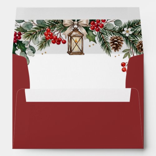 Rustic Pine Berries Winter Christmas Wedding Envelope