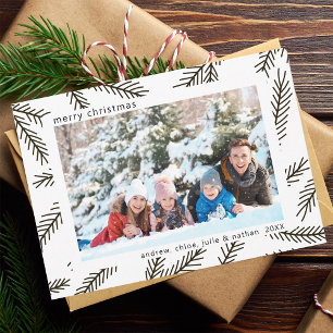 Rustic Pine Branch Christmas Photo Holiday Card
