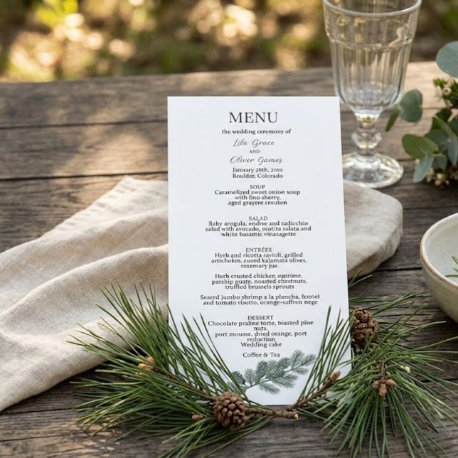 Rustic Pine Branch Greenery Wedding Menu Card (Creator Uploaded)