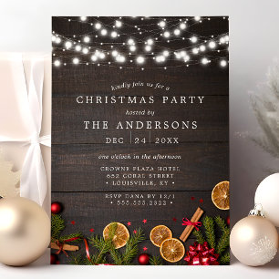 Rustic Pine Cinnamon Orange Slice Christmas Party Invitation
