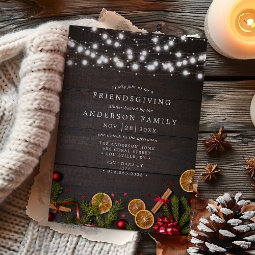 Rustic Pine Cinnamon Orange Slice Friendsgiving Invitation