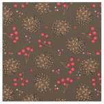 Rustic Pine Cone and Berries Woodland Forest Brown Fabric