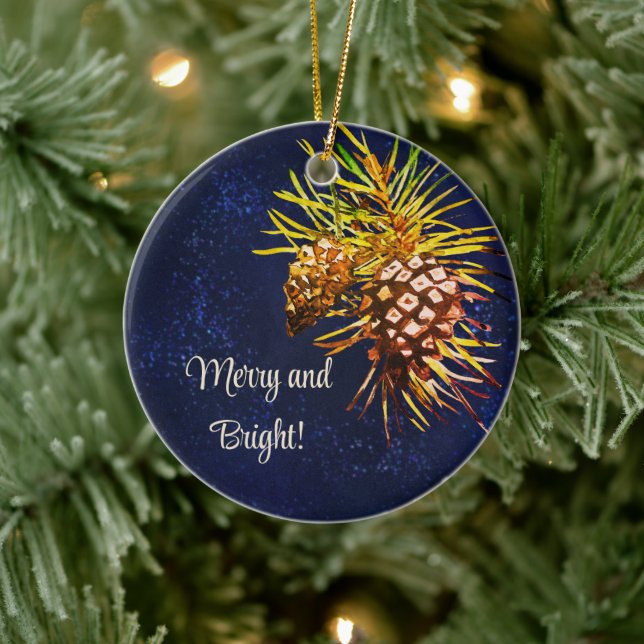 Rustic pine cone  ceramic ornament (Tree)