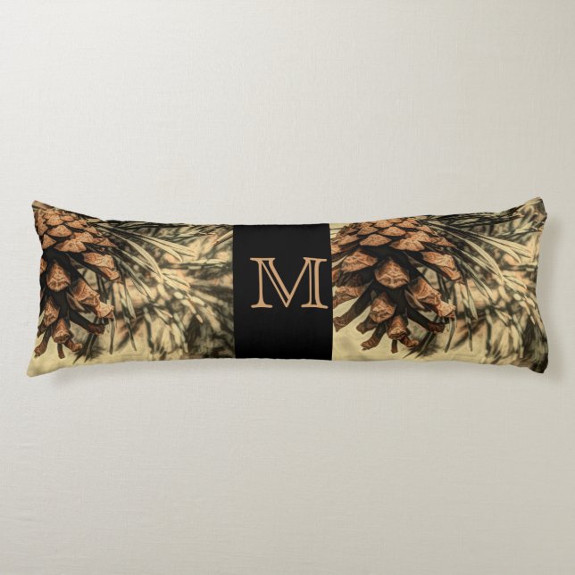 Rustic Pine Cone Design Body Pillow (Front)