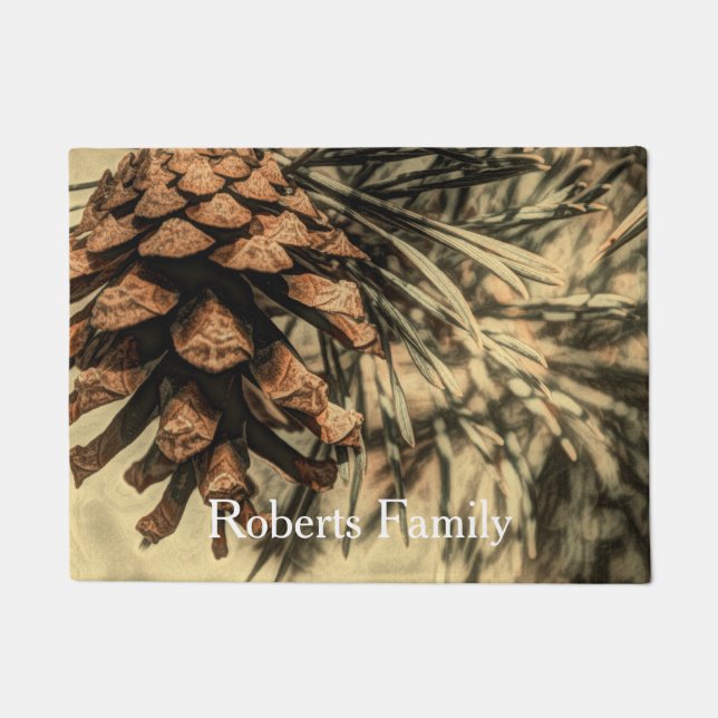 Rustic Pine Cone Design Doormat (Front)