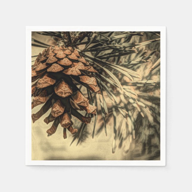 Rustic Pine Cone Design Napkins (Front)