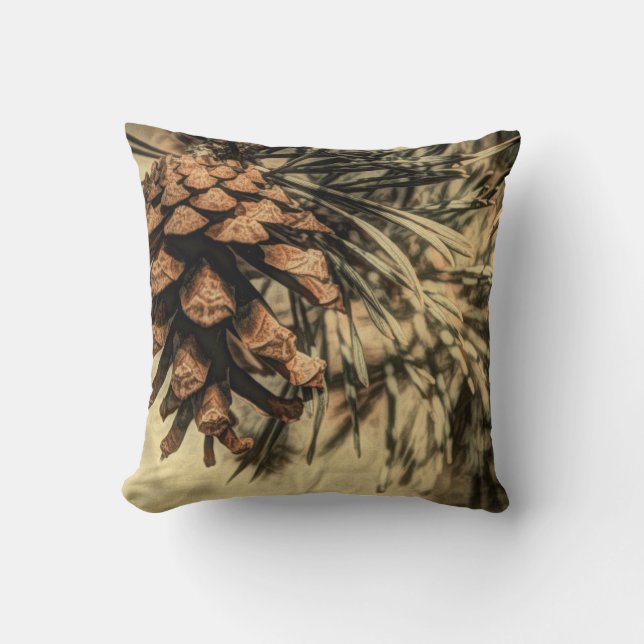 Rustic Pine Cone Design Throw Pillow (Front)
