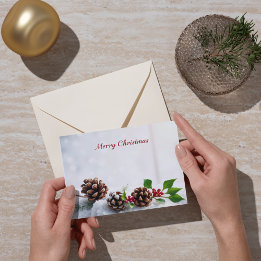 Rustic Pine Cone Merry Christmas Vintage Card