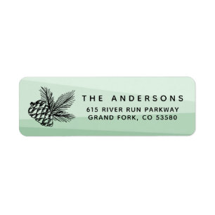 Rustic Pine Cone Mint Green Holiday Return Address Label