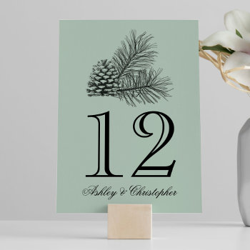 Rustic Pine Cone Wedding Reception Table Number by VGInvites at Zazzle
