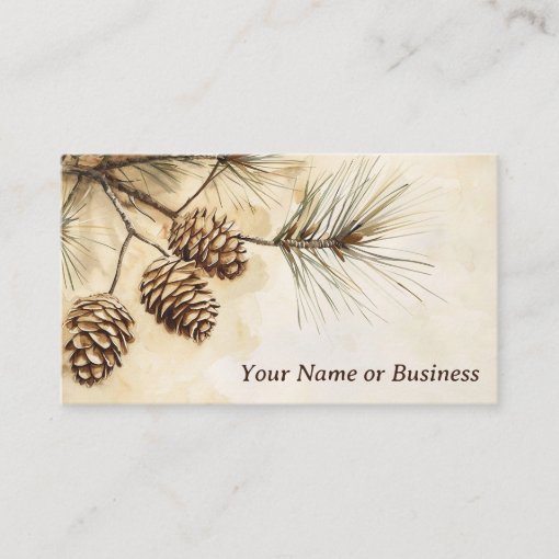 Rustic Pine Cone | Woodland Pine Tree Branch Business Card | Zazzle