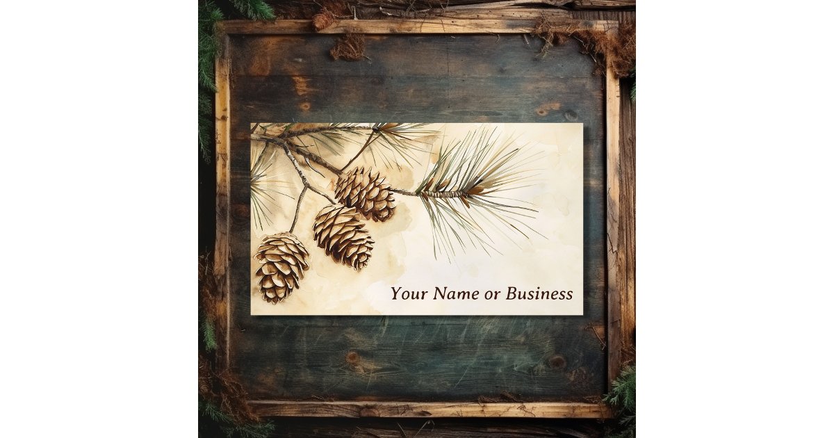 Rustic Pine Cone | Woodland Pine Tree Branch Business Card | Zazzle