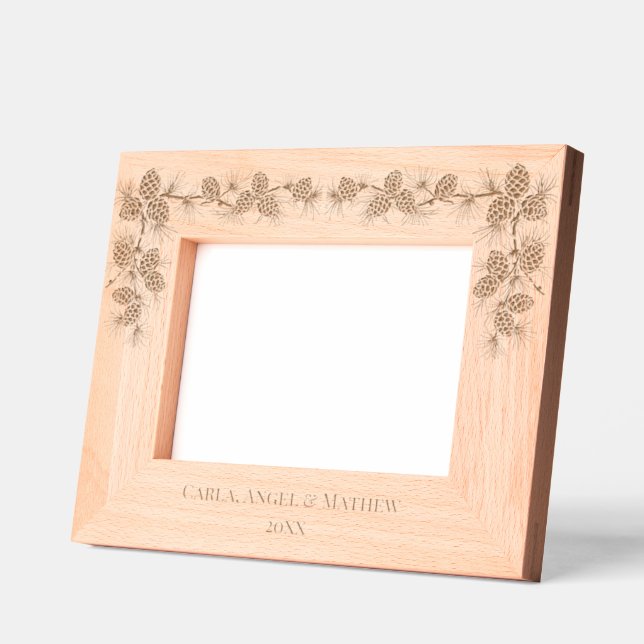 RUSTIC PINE CONES 7 x 5 PERSONALIZED  PICTURE Engraved Frames (Left)