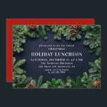 Rustic Pine Cones Branch HOLIDAY LUNCHEON Invitation<br><div class="desc">Holly Berry Pine Cones Branch Rustic Christmas Party Invitation.
 For further customization,  please click the "customize further" link and use our design tool to modify this template.</div>