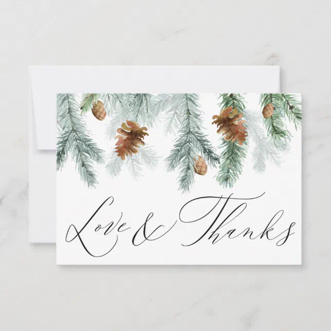 Rustic Pine Cones Branches Greenery Holiday Thank You Card | Zazzle