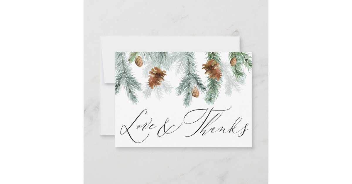 Rustic Pine Cones Branches Greenery Holiday Thank You Card | Zazzle