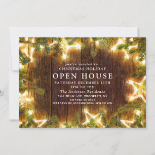 Rustic Pine Cones Christmas Open House Invitation