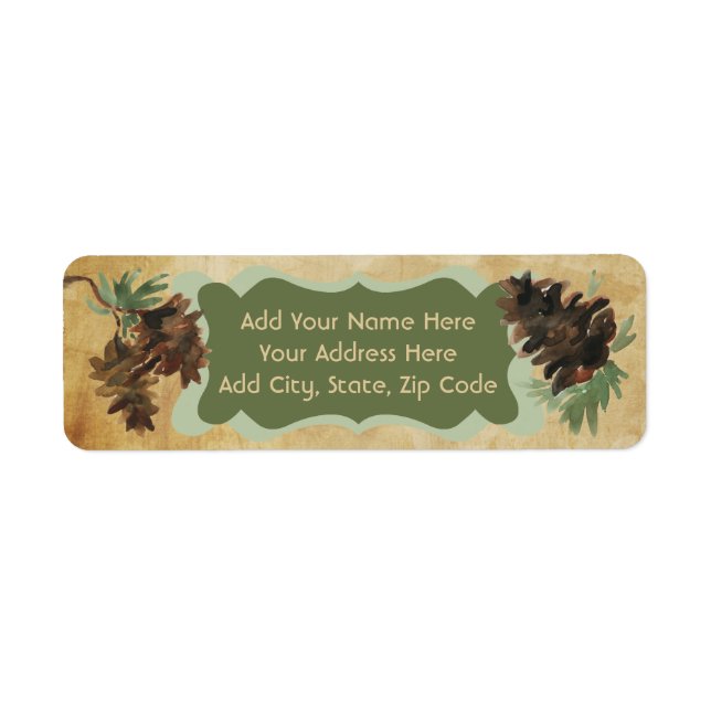 Rustic Pine Cones Holiday Address Labels (Front)