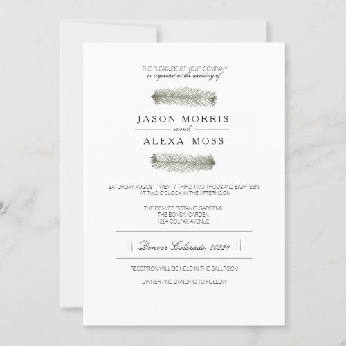 Rustic Pine  Elegant Mountain Wedding Invitation