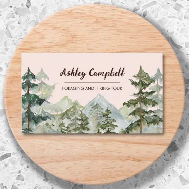 Rustic Pine Forest and Mountain Business Card (Close up)