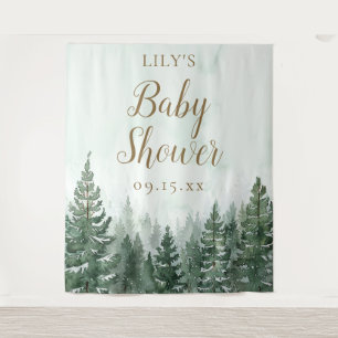 Rustic Pine Forest Baby Shower Photo Prop Tapestry