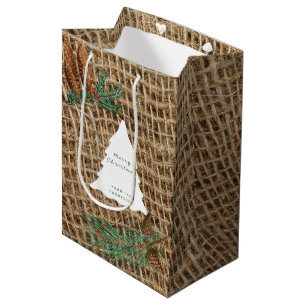 Rustic Pine Forest Christmas Tree Medium Gift Bag