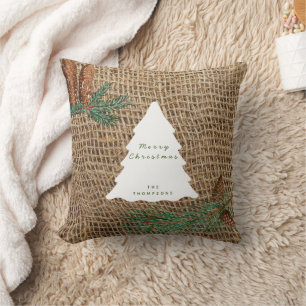Rustic Pine Forest Christmas Tree Throw Pillow