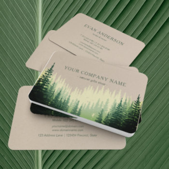 Rustic Pine Forest Logo Faux Kraft Business Card by riverme at Zazzle