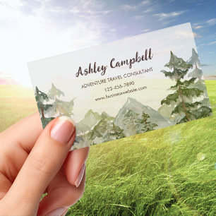 Rustic Pine Forest Mountain Transparent Plastic Clear Business Cards