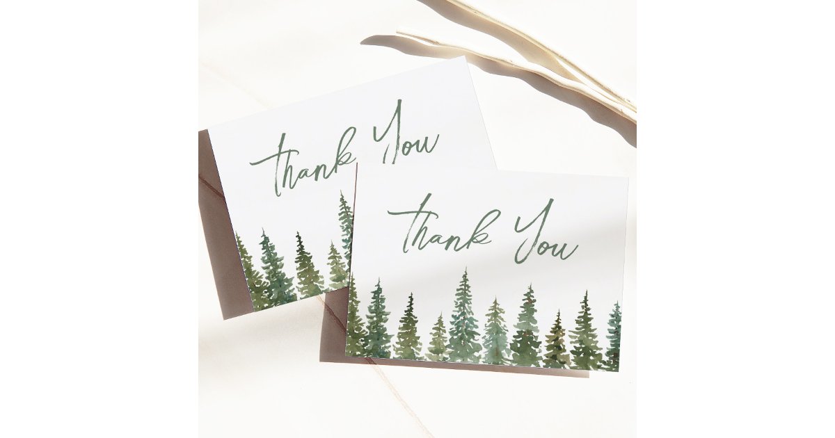 Rustic Pine Forest Thank You Baby Shower Card | Zazzle