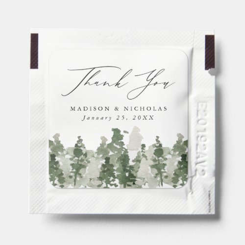 Rustic Pine Forest Thank You Wedding Favor Hand Sanitizer Packet